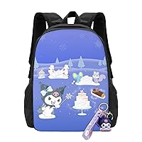 Cute Ku Romi Backpack Cartoon Lightweight Backpacks Large Capacity Portable Outdoor Travel Backpack Laptop Bag With Keychain