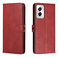 Case for Motorola Moto G Play 2024 4G, PU Leather Wallet Case with Credit Cards Holder Shockproof Flip Magnetic Men Women Protection Phone Cover for Motorola G Play 2024 4G Red HXPU