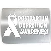 Postpartum Depression AWARENESS White Ribbon - PICK YOUR COLOR & SIZE - Vinyl Decal Sticker B