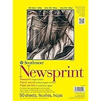 Strathmore 300 Series Newsprint Paper Pad, Tape Bound, 14x17 inches, 50 Sheets (32lb/52g) - Art Paper for Adults and Students - Practice Sketching with Charcoal, Graphite and Pencil