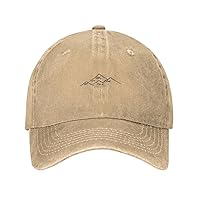 Minimalist Line Drawing Mountain Forest Camping Gift Cowboy Baseball Cap Dad Hat Unisex Adjustable Upf50+ Golf Gym