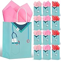 Censen 30 Pcs Nurse Gifts Bag Medical Assistant Gifts Bags Thank You Doctor Paper Goodie Bags with Handles for Healthcare Workers Back to School Party Nurse Appreciation Workers' Day Supplie (Fresh)