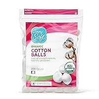 Simply Soft Premium Organic Cotton Balls, 600 Count (3 Bags) 100% Pure Cotton, Certified Organic, Hypoallergenic, Large, Soft & Absorbent for Beauty, Cosmetics, Skin Care, Lint Free