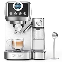 Cappuccino Machine, Latte Machine with Automatic Milk Frother, 20 Bar Espresso Machine for Home Gifts, Espresso Maker with Touchscreen, Stainless Steel Style