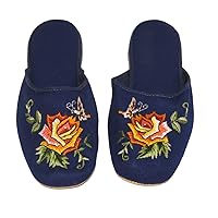 Handmade Embroidered Floral Chinese Women's Cotton Slippers Red Blue Black New