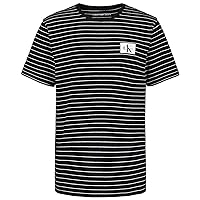 Calvin Klein Boys' Short Sleeve Striped Crew Neck T-Shirt, Soft, Comfortable, Relaxed Fit