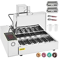 VEVOR 110V Commercial Automatic Donut Making Machine, 6 Rows Auto Doughnut Maker 9.5L Hopper, Intelligent Control Panel, Adjustable Thickness Donuts Fryer, 304 Stainless Steel