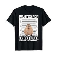 Capybara Mugshot Wanted For 93 Felonies Across The Country T-Shirt