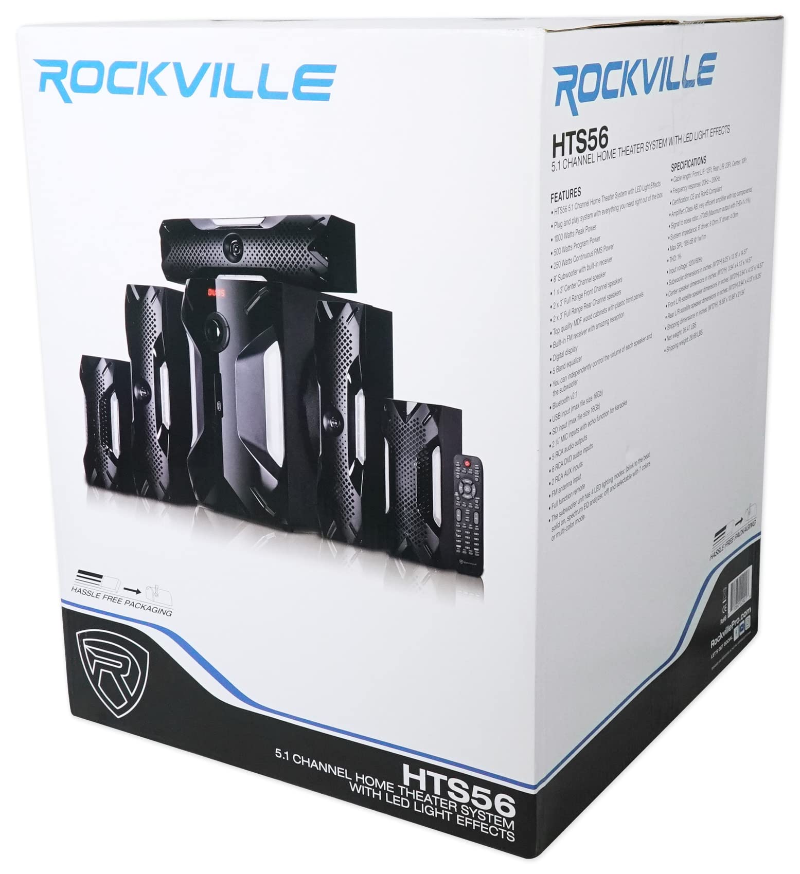 Rockville Bluetooth Home Theater Karaoke Machine System w/8
