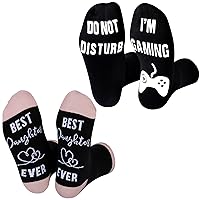 Do Not Disturb I'm Gaming Socks and Unisex Novelty Socks Best Daughter Ever Socks for Teen Women