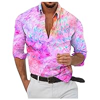 DuDubaby Men Button Down Shirt Designer Summer Casual 3D Printing Hawaii Blouse Long Sleeve Shirts