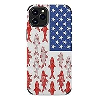 American Flag Fishing Compatible with iPhone 12/iPhone 12 Pro/12 Pro Max/12 Mini, Shockproof Protective Phone Case