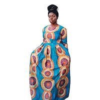 African Print Women Full Length Long Sleeve Maxi Dress.