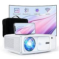 Projector with WiFi and Bluetooth - 12000LUX 400 ANSI Lm Native 1080P Portable Projector with Bag, FHD Movie Projector, Supports 4K & Zoom, Compatible w/Phone/PC/DVD/PS5