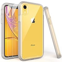 Compatible with iPhone XR Case with Screen Protectors,Crystal Matte Clear Case,Shockproof Protection Scratch-Resisitant TPU Cover for iPhone XR 6.1 Inch (2018)