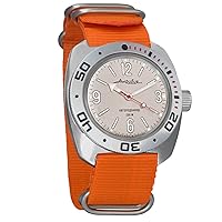 Vostok Amphibian Automatic Mens Self-Winding Diver Amphibia 710 Case Wrist Watch (710661: Orange)