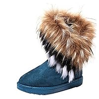 Gaorui Warm Fur Winter Boots For Women - Stylish Womens Winter Boots Mid Calf Ankle Boots Faux Fur Tassel Shoes
