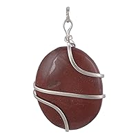 Excel Oval Shaped Red Jasper Locket Spiral Wire Wrapped Pendant (Wire Wrapped) - 1pc
