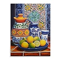 Mexican Kitchen Art Poster Talavera Pottery Painting Art Poster 2 Canvas Wall Art Poster Print Picture Paintings for Living Room Bedroom Office Decoration, Canvas Poster Art Gift for Family Friends.24