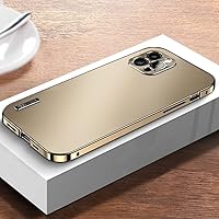 for Metal Aluminium Alloy Case for iPhone 14 13 12 11 Pro Max Full Camera Protective Case Original Color Ultrathin Back Cover,Gold,for iPhone 13