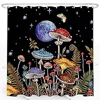 Mushroom Shower Curtain, Cloth Shower Curtains, Cute Shower Curtain, Funky Shower Curtain Waterproof Polyester Fabric Shower Curtain Set with 12 Hooks Bathroom Decor, 72x72 Inches(05)