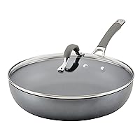 Circulon Elementum Hard Anodized Nonstick Deep Frying Pan/Skillet with Lid, 12 Inch, Oyster Gray