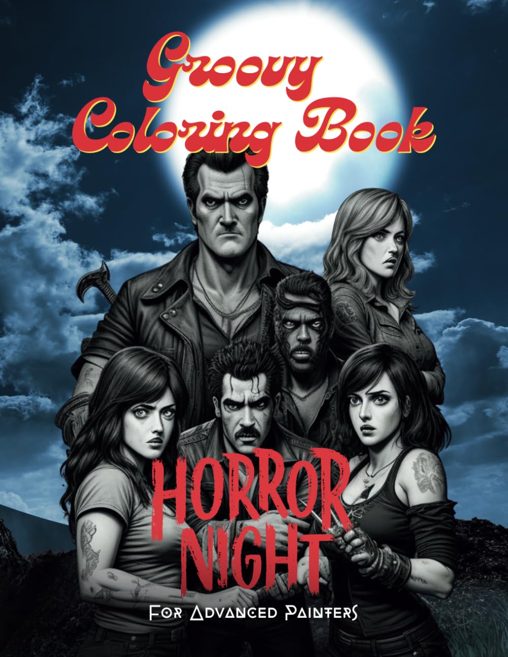 Groovy Coloring book, Horror Night, 30 advanced Images to color or sketch (German Edition)