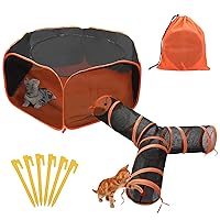 Outdoor Cat Enclosures Playground, 3 Way Cat Tunnel Tube for Indoor Cats, Portable Cat Tent Collapsible Playpen with Play Ball for Kitty and Small Animals (with Storage Bag)