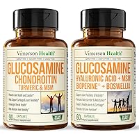 Glucosamine Chondroitin MSM Boswellia + Glucosamine Hyaluronic Acid Bundle. Joint Support, Pain and Discomfort Relief, Balanced Inflammation, Immune and Energy Support, Healthy Skin