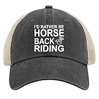 I'd Rather Be Horse Back Riding-0 Hats Funny Golf Hats AllBlack Hat for Men Gifts for Him Sun Cap