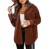 ZOLUCKY Womens Casual Plus Size Shacket Jacket Long Sleeve Button Down Shirts Blouses Tops