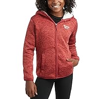 Reebok Girls’ Active Sweatshirt – Sherpa Lined Sweater Fleece Zip Hoodie Sweatshirt – Heavyweight Sweatshirt for Girls (4-16)