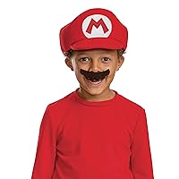 Disguise Super Mario Bros Hat and Mustache Costume Set, Official Nintendo Costume Accessories for Kids