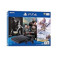 Newest Flagship Sony Play Station 4 1TB HDD Only on Playstation PS4 Console Slim Bundle - Included 3X Games (The Last of Us, God of War, Horizon Zero Dawn) 1TB Hard Drive Incredible Games -Jet Black