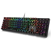 CYOIDAI K556 RGB LED Backlit Wired Mechanical Gaming Keyboard, Aluminum Base, 104 Standard Keys (Renewed)