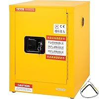 VEVOR Safety 12 Gal, Cold-Rolled Steel Flammable Liquid Storage Cabinet, 16.9 x 16.9 x 22 in Explosion Proof with 1 Adjustable Shelf 1 Door for Commercial Industrial Use, Yellow