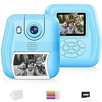 Kids Camera Instant Print, Birthday Gifts for 3 4 5 6 7 8 9 Year Old Girls Boys,Digital Camera for Toddler,Toys for Kids Age 4-8 with 3 Rolls Print Paper,32GB Card(Blue)