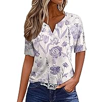 Womens Shirts Casual V Neck Tops Dressy Casual Blouses Short Sleeve Plus Size Tunic Tops 2024 Trendy Summer Shirts
