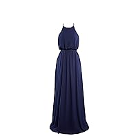 Pluviophily Women's Lace Halter Neck Chiffon Floor Length Sexy Evening Party Dress
