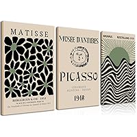 Abstract Canvas Wall Art Set of 3 - Minimalist Poster Prints Matisse Wall Art for Living Room, Bedroom, Office - Matisse Inspired Wall Decor for Aesthetic Spaces - Framed 12x16 inches