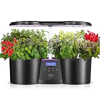 Indoor Growing System 12 Pods Herb Garden with Full-Spectrum LED Light, Height Adjustable, 4.2L Water Tank, Auto Timer, Black