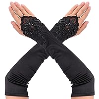 Sibba Lace Gloves Black Fishnet Fingerless Sleeves 1920s Halloween Cosplay Long Arm Gothic Mesh Warmers Sun Uv Protection
