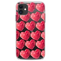 Case Compatible with iPhone 14 13 Pro Max 12 Mini 11 Xs X 8 Plus Xr 7 SE 6s 5 Geometric Hearts Soft Cute Woman Slim Red Lovely Glam Print Pattern Design Flexible Silicone Cute Clear Girly