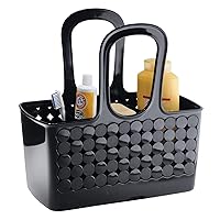 iDesign Plastic Portable Bath & Shower Caddy Tote The Orbz Collection, 11.75” x 6” x 12”, Black