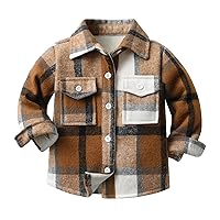 Baby Boys Girls Plaid Flannel Shirts Long Sleeve Lapel Button Down Shirt Jacket Tops for Kids 1-6T
