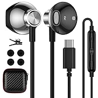 ACAGET USB C Headphones for iPhone 15 Pro Max Samsung S24 Ultra S23 FE S22 S21 Plus Earbuds Wired USB Type C Earphone HiFi Stereo Digital DAC Headset with Mic Headphone for Galaxy A54 A53 Tab S9 Grey