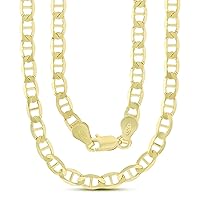 DECADENCE 14K Gold or Rhodium Plated Silver Mariner Chain For Men | 1mm-13mm Thick | Solid 925 Mariner Necklaces For Men and Women
