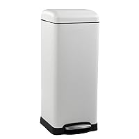 happimess HPM1007A Betty Retro 8-Gallon Step-Open Trash Can with Soft-Close Lid, Fingerprint Resistant, Modern, Minimalistic for Home, Kitchen, Laundry Room, Office, Bedroom, Bathroom, White