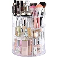 360 Rotating Makeup Organizer 4 Tiered Clear Round Spinning Perfume Stand Organizer for Bedroom,Lazy Susan Carousel Bathroom Beauty Standing Organizer Tower Skin Care Holder Dressing table