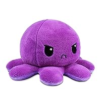 TeeTurtle - The Original Reversible Octopus Plushie - Dark Purple + Light Purple - Cute Sensory Fidget Stuffed Animals That Show Your Mood